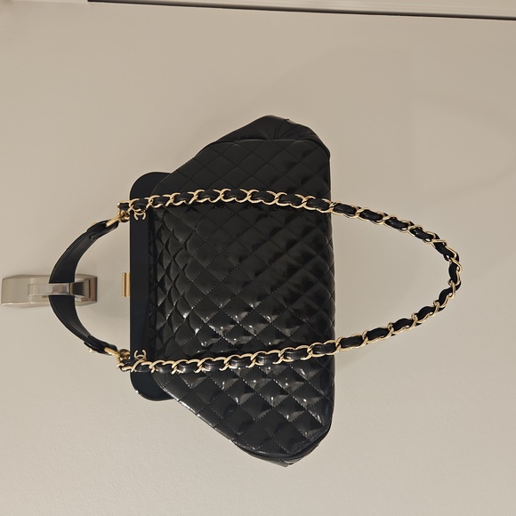 Chanel Mademoiselle Quilted Satchel Black Patent w/Gold Accents - Picture 2 of 8
